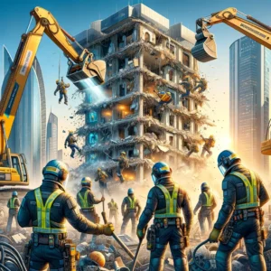 Close-up of jackhammer breaking foundation