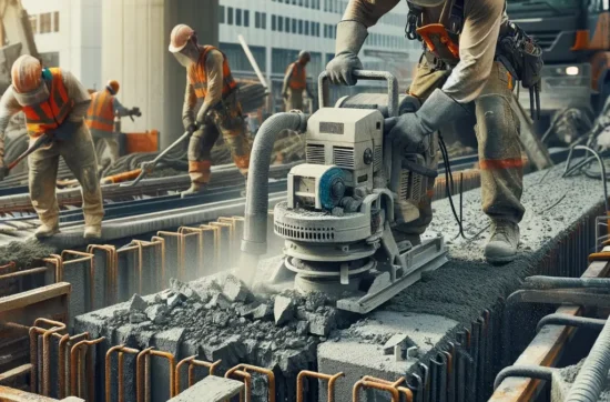 Site cleared after demolition with machinery on standby