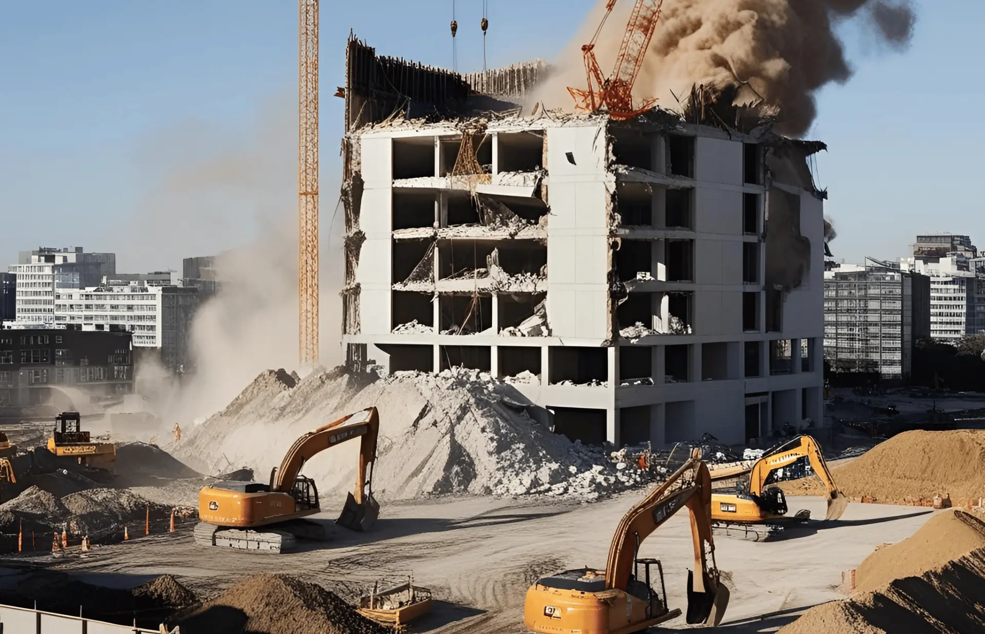 Old shopping complex mid-demolition